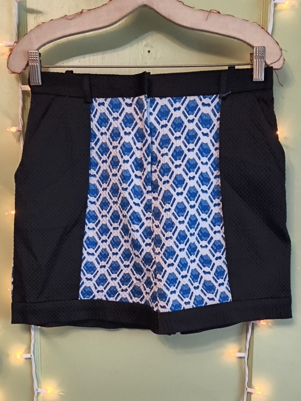 Women's 🆓 Peter Pilotto Target Blue White Black Textured Trouser Shorts 6